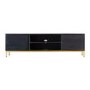 Riley Rippled Media Unit in Black with Storage - Caspian House