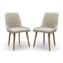 Pair of Dining Chairs in Beige Fabric with Wooden Legs - Capri