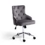 Grey Velvet Luxury Tufted Bedroom Chair with Stud Detail