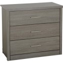 100-102-068 Black Rustic Oak Chest of 3 Drawers - Lisbon - Seconique