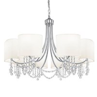 8 Light Chrome Chandelier with Shades & Crystal Beads - Nina 8 Light Chrome Chandelier with Shades & Crystal Beads - Nina