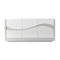 Sciae Flam Light Grey High Gloss 3 Door Sideboard  Sciae Flam Light Grey High Gloss 3 Door Sideboard
