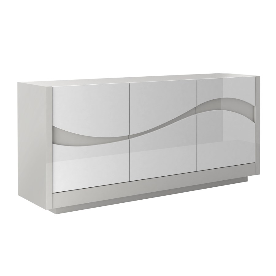 Sciae Flam Light Grey High Gloss 3 Door Sideboard