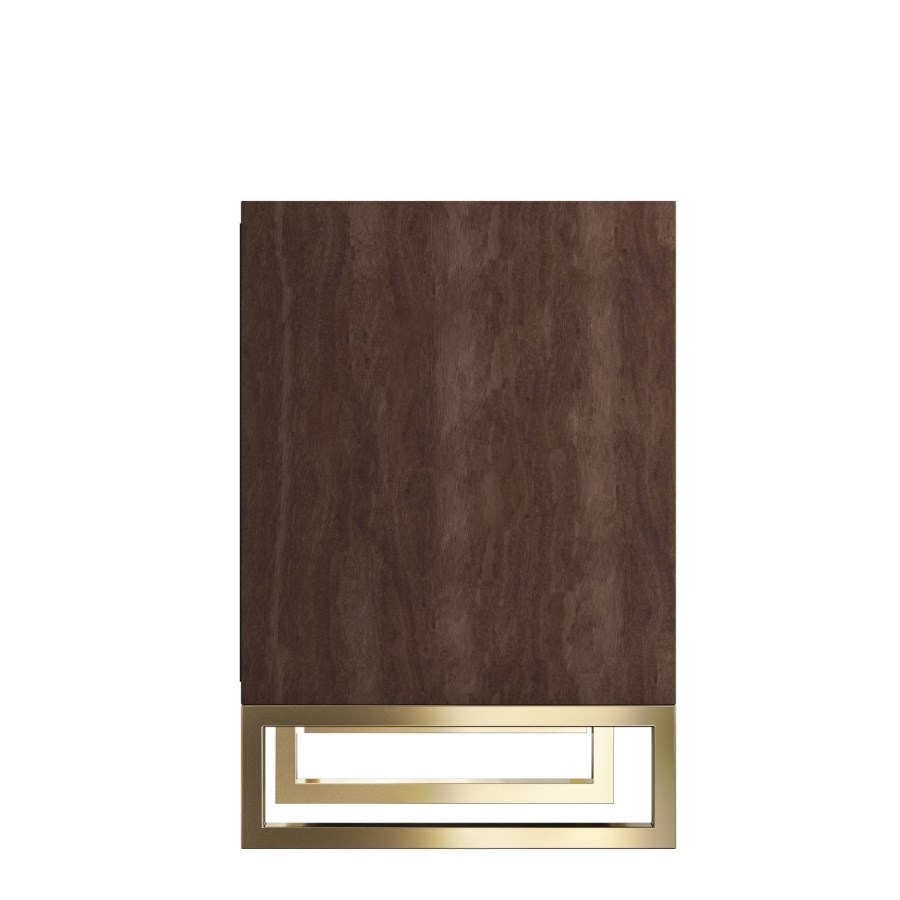 Aubrey Walnut 6 Drawer Wide Chest of Drawers with Gold Legs