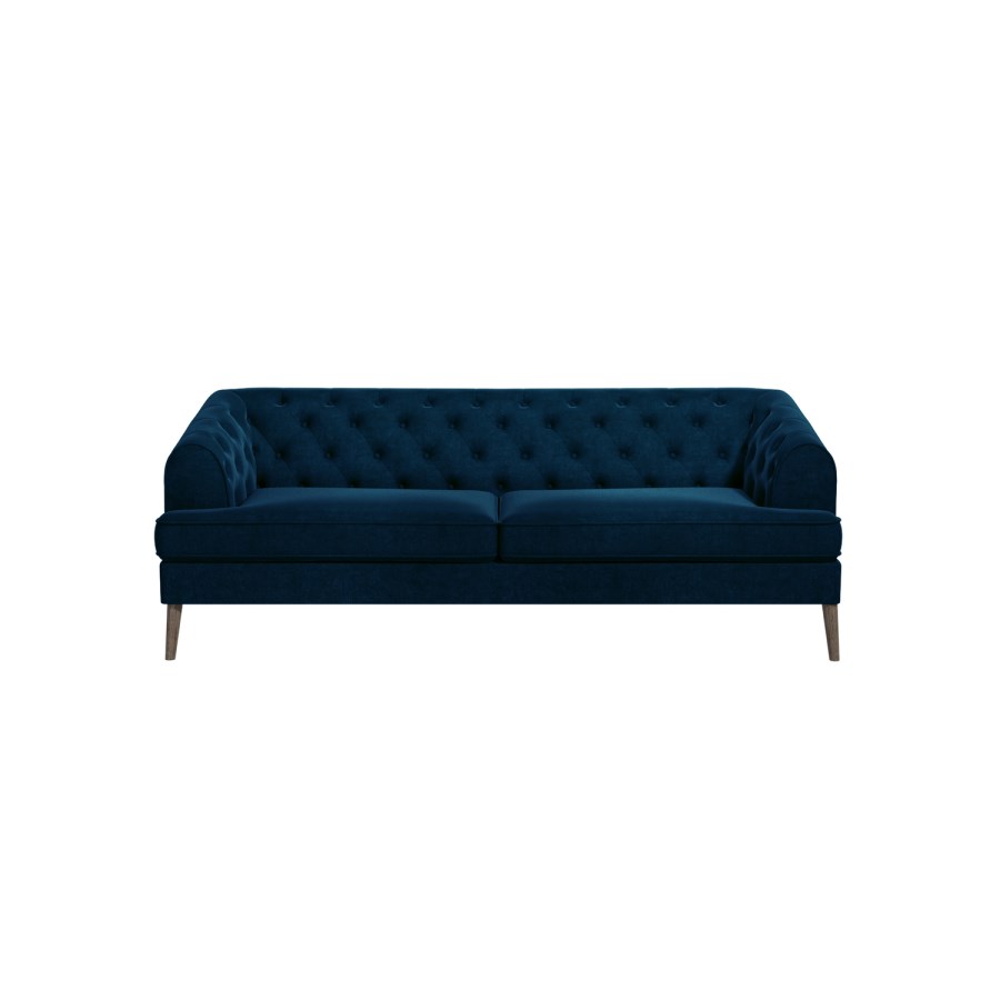 Chesterfield Sofa in Navy Blue Velvet - 3 Seater - Inez