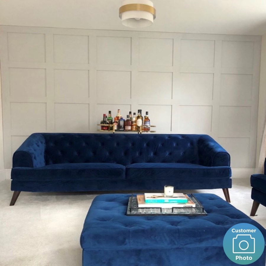 Chesterfield Sofa in Navy Blue Velvet - 3 Seater - Inez