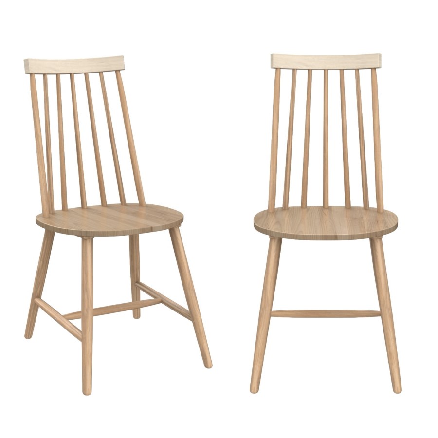 GRADE A2 - Pair of Oak Effect Dining Chairs with Spindle Back - Cami
