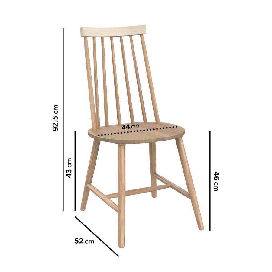 GRADE A2 - Pair of Oak Effect Dining Chairs with Spindle Back - Cami