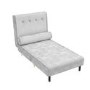 GRADE A1 - Single Sofa Bed in Silver Grey Velvet with Bolster Cushion - Eleni