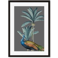 Peacock Grey Wall Art Wood Framed Print - Abstract House Peacock Grey Wall Art Wood Framed Print - Abstract House