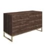 Aubrey Walnut 6 Drawer Wide Chest of Drawers with Gold Legs