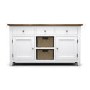 Large White Sideboard with Oak Top & Baskets - Aylesbury