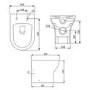 500mm Dark Grey Gloss Curved Corner WC Unit with Back to Wall Toilet - Portland