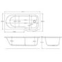 Portland Left Hand P Shape Shower Bath - 1500 x 800mm
