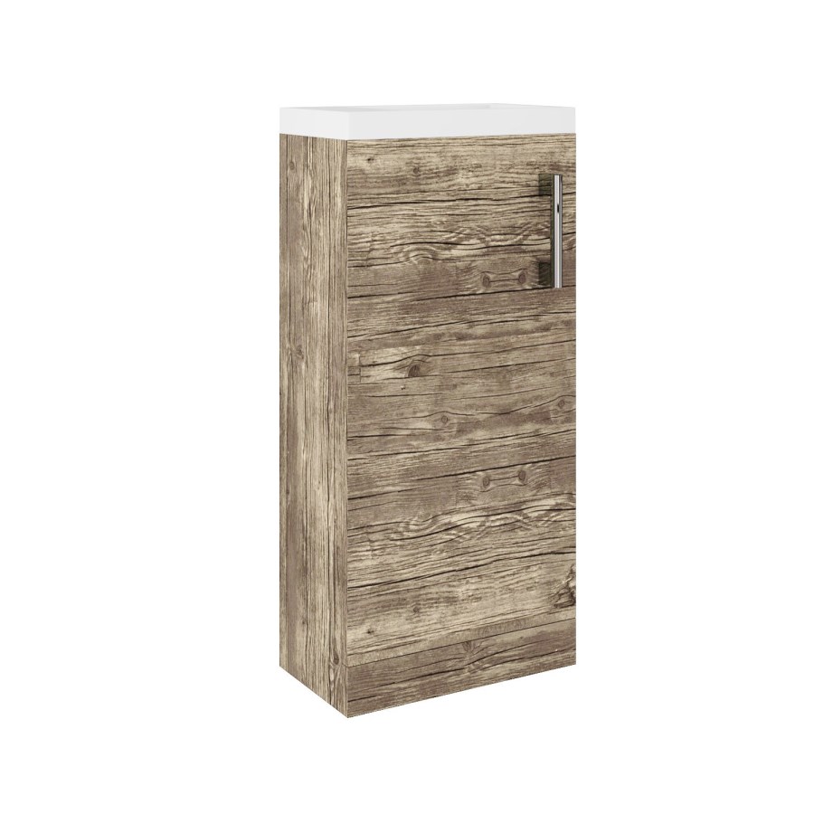 400mm Wood Effect Cloakroom Vanity Unit with Basin - Ashford