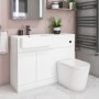 Bali Matt White Toilet and Basin Vanity Combination with J Shape Left Hand Bath & Screen Suite