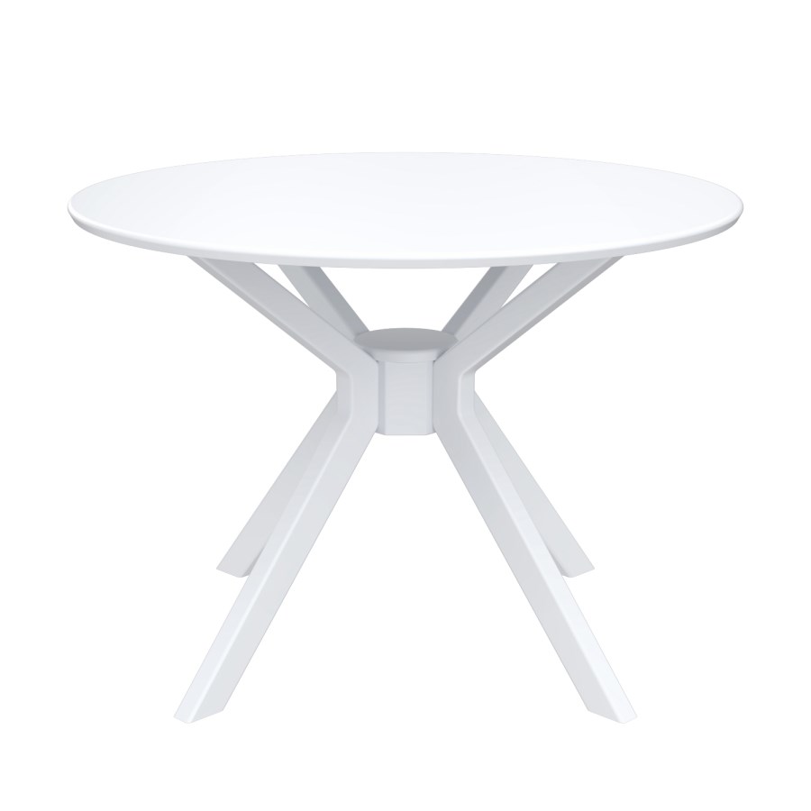 White Round Dining Table with 4 Pink Velvet Dining Chairs