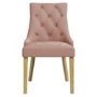 White Round Dining Table with 4 Pink Velvet Dining Chairs