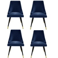 Grade A1 - Set of 4 Navy Velvet Dining Chairs - Maddy Grade A1 - Set of 4 Navy Velvet Dining Chairs - Maddy