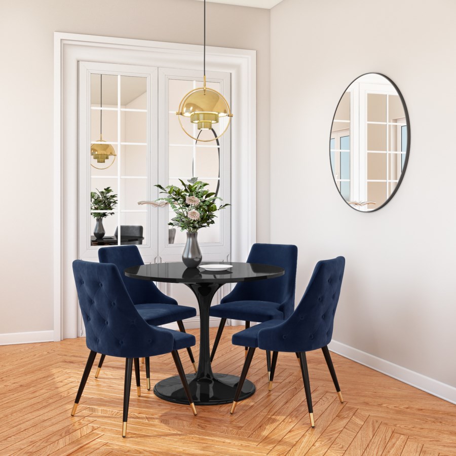 Grade A1 - Set of 4 Navy Velvet Dining Chairs - Maddy