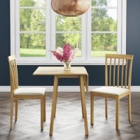 New Haven Drop Leaf Dining Set and 2 Chairs in Cream Fabric New Haven Drop Leaf Dining Set and 2 Chairs in Cream Fabric