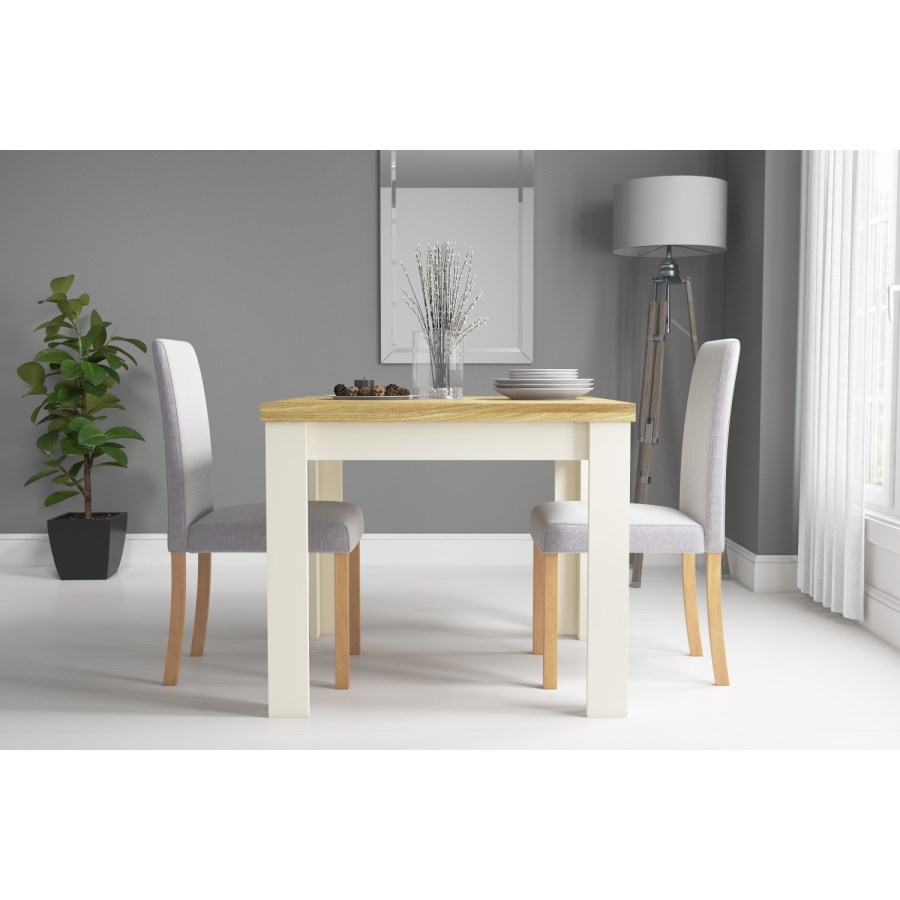 GRADE A1 - New Town Farmhouse Flip Top Cream & Oak Dining Table - Seats 4
