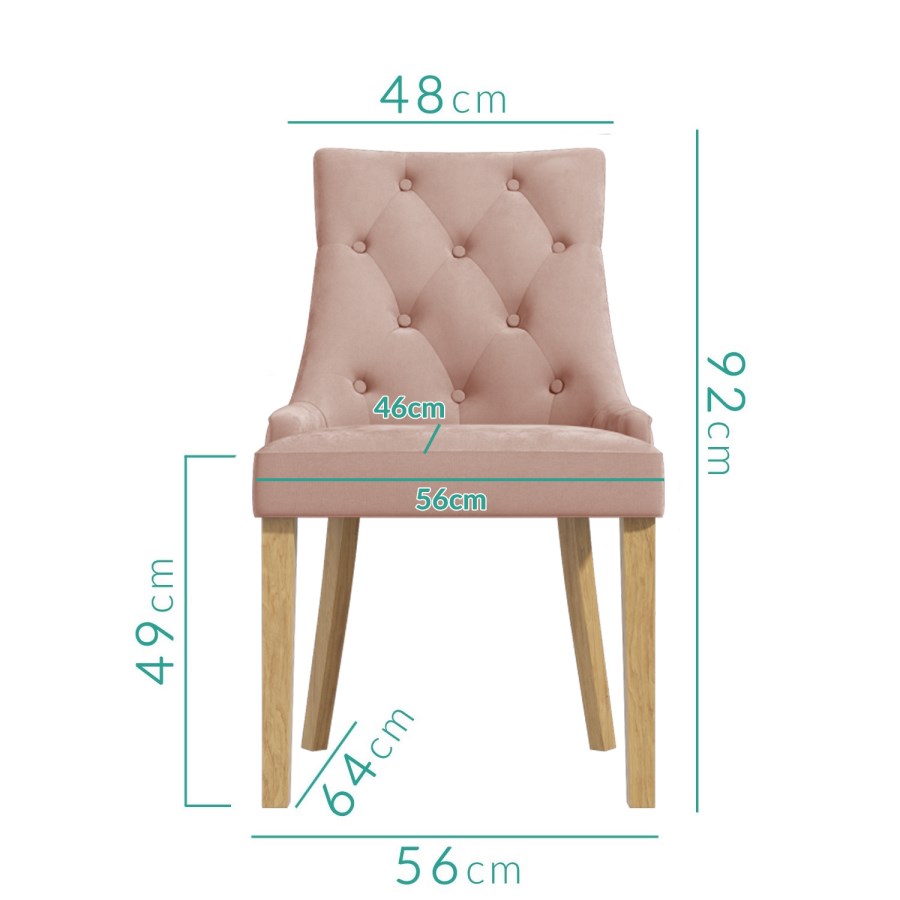 GRADE A1 - Kaylee Luxury Pink Pair of Button Dining Chairs with Oak Legs