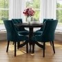 Small Round Dining Table in Black with 4 Teal Blue Velvet Chairs- Rhode Island & Kaylee