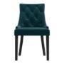 Small Round Dining Table in Black with 4 Teal Blue Velvet Chairs- Rhode Island & Kaylee