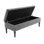 Safina Striped Top Storage Bench in Silver Grey Velvet