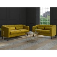 Lotti Green Velvet 3 Seater Sofa & 2 Seater Sofa Set Lotti Green Velvet 3 Seater Sofa & 2 Seater Sofa Set