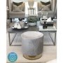 Xena Pouffe in Pale Grey Velvet - Small Round Upholstered Stool