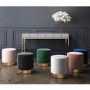 Xena Pouffe in Pale Grey Velvet - Small Round Upholstered Stool