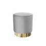 Xena Pouffe in Pale Grey Velvet - Small Round Upholstered Stool