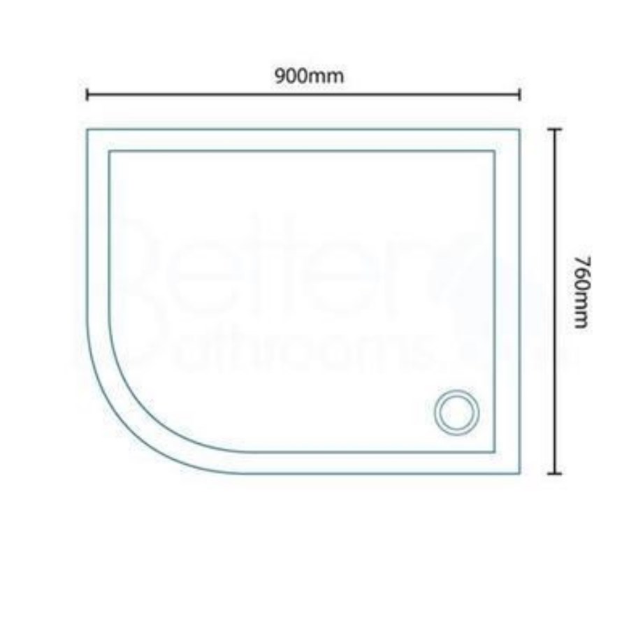 Left Hand Offset Quadrant Low Profile Shower Tray - 900 x 760mm - Ultralite