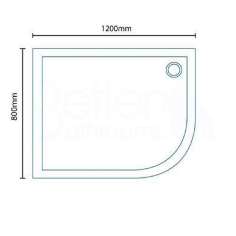 Offset Quadrant Right Hand Low Profile Shower Tray 1200 x 800mm - Ultralite