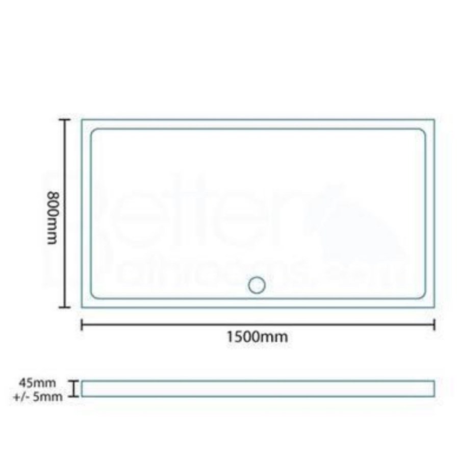 Rectangular Low Profile Shower Tray 1500 x 800mm - Slim Line