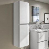 Wall Hung Tall Boy Storage Unit 1400mm - White Gloss - Portland Wall Hung Tall Boy Storage Unit 1400mm - White Gloss - Portland