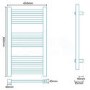 Beta Heat 1150 x 500mm Curved White Heated Towel Rail
