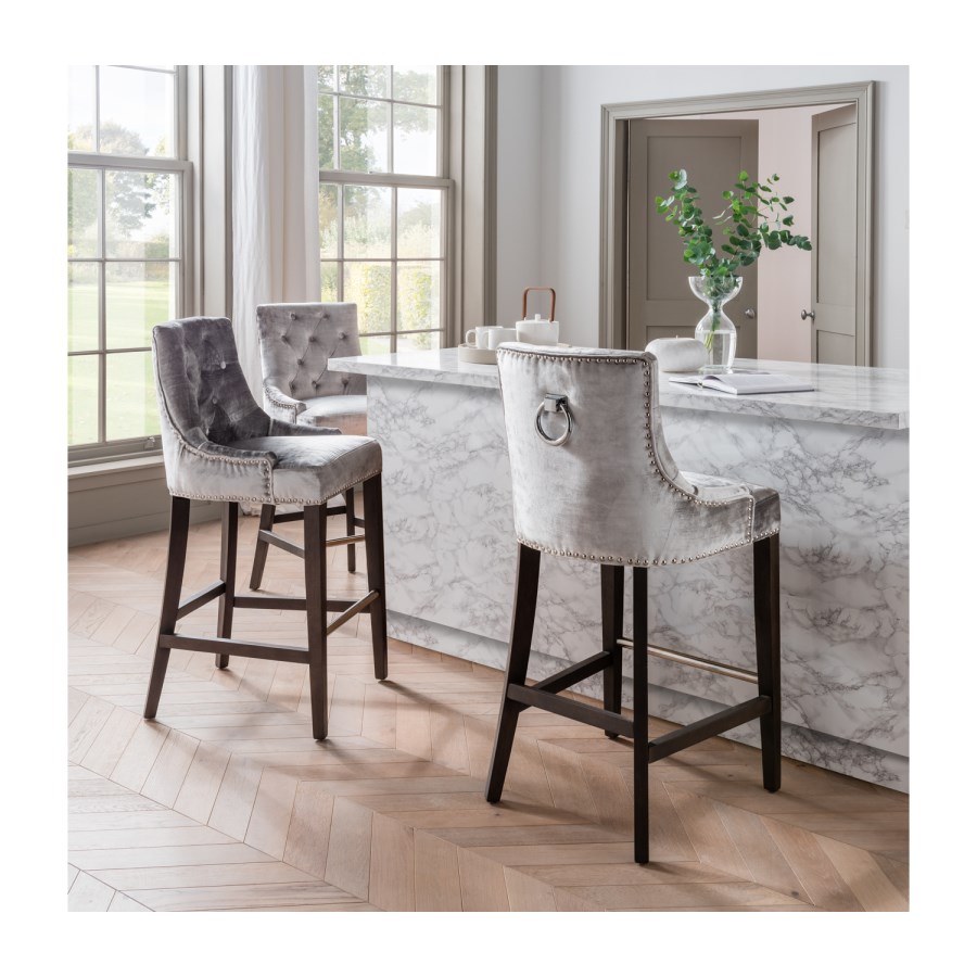 Champagne Velvet Bar Stool - Arianna