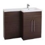 Walnut Right Hand Bathroom Vanity Unit & Basin Furniture Suite - W1090mm - Includes Mid Edge Basin O