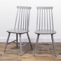 Pair of Grey Wooden Spindle Dining Chairs - Cami Pair of Grey Wooden Spindle Dining Chairs - Cami