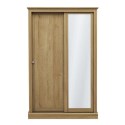 DEVSLID2DOAK Oak 2 Door Sliding Mirrored Wardrobe - Devon - LPD