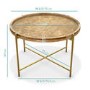 Round Wooden Coffee Table with Gold Metal Legs - Elis