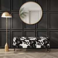 Small Velvet Ottoman Storage Bench in Cow Print - Felicity  Small Velvet Ottoman Storage Bench in Cow Print - Felicity