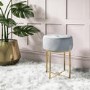 GRADE A1 - Grey Velvet Dressing Table Stool with Gold Legs - Fiorella
