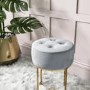 GRADE A1 - Grey Velvet Dressing Table Stool with Gold Legs - Fiorella