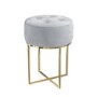 GRADE A1 - Grey Velvet Dressing Table Stool with Gold Legs - Fiorella