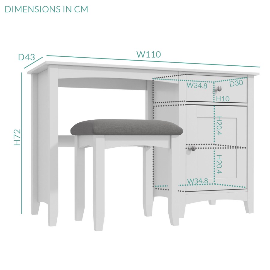 Finch Dressing Table in Light Grey