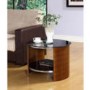 Jual Furnishings Curve Round Lamp Table in Walnut and Black Glass